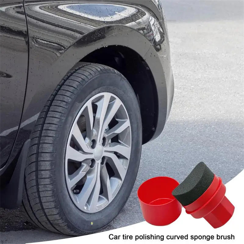 Wax Applicator Pad - 湾曲した車のタイヤワックスがけスポンジ蓋付き自動車ディテール研磨パッド再利用可能なホイールワックスアプリケータークリーニングツール
