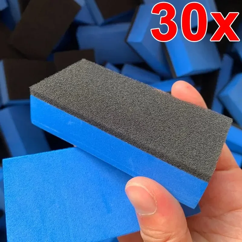 Car Wax Ceramic Coating - 1-30 個車のセラミックコーティングスポンジワックスがけパッドスポンジ布付き車の塗装表面クリスタルメッキスポンジブロック自動車アクセサリー