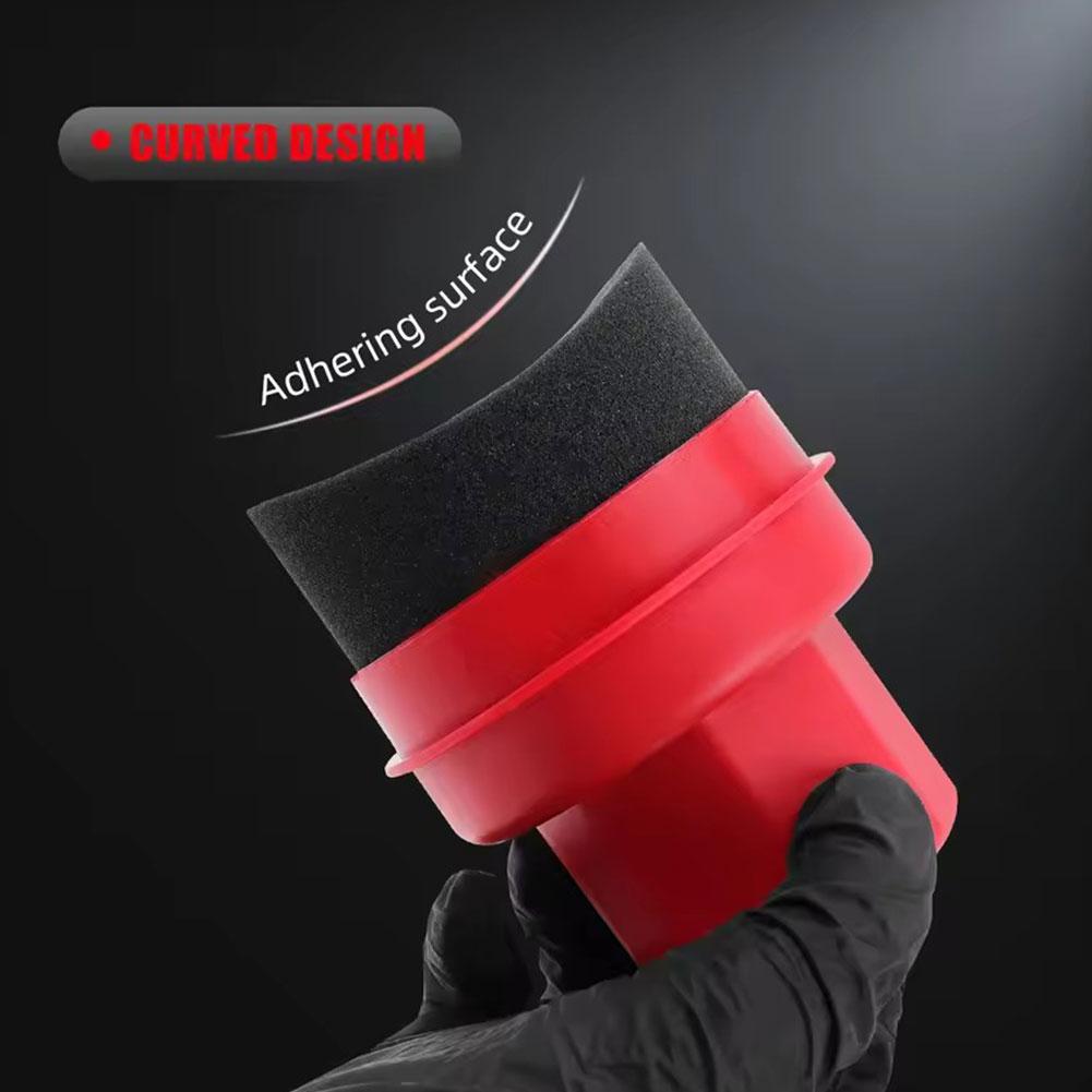 Wax Applicator Pad - 再利用可能なタイヤワックス塗布スポンジ（蓋付き）カーブ型車体洗浄パッド（タイヤドレッシング、ディテーリングキット用）車用ワックスツール