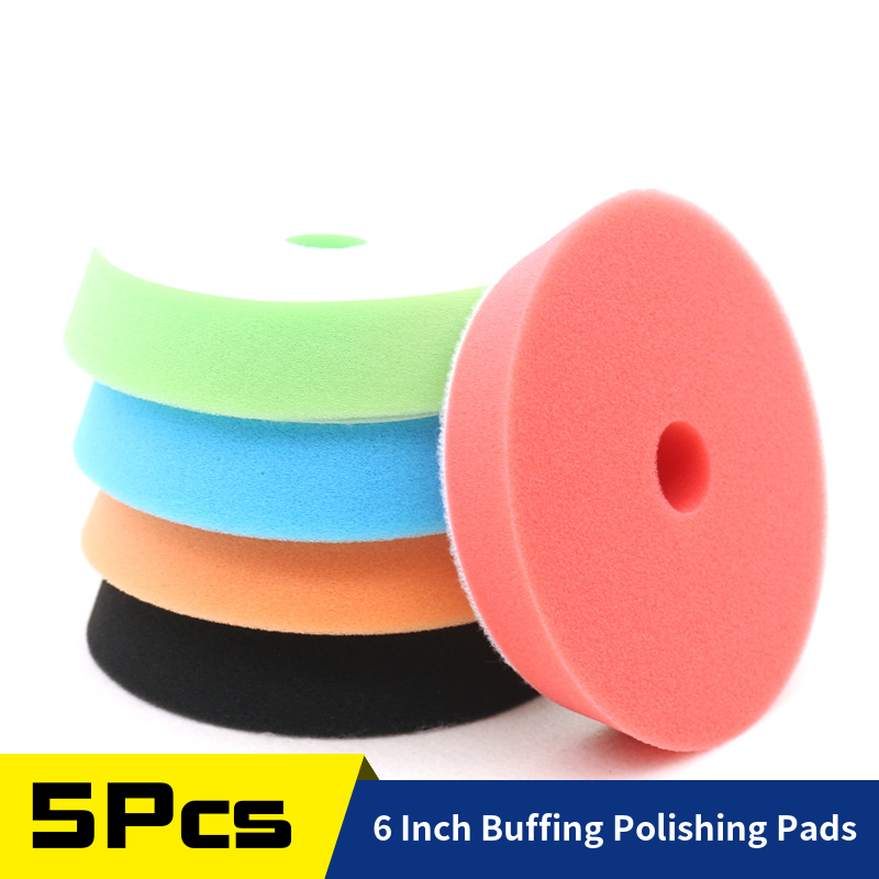 Polish Pad Set Buffer - 6インチカーポリッシャー,5個セット,フォーム,研磨パッド,コーティング,車両用,ガラス,ボート,ポリッシュ,耐傷性