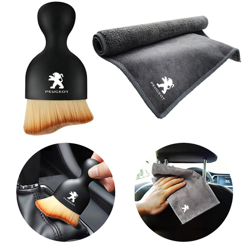 Microfiber Towel Detailing - 車用ソフトブラシツール、ほこり取り、フリースマイクロファイバー洗車タオル、クリーニングクロス、プジョー206、208、207、3008、308、2008、5008用