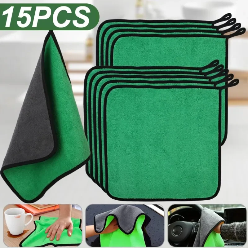 Microfiber Towel Detailing - 5/15 個マイクロファイバークリーニングタオル車のクリーニングクロスカーディテイリング乾燥マイクロファイバータオル家庭用洗濯ワイプぼろツール