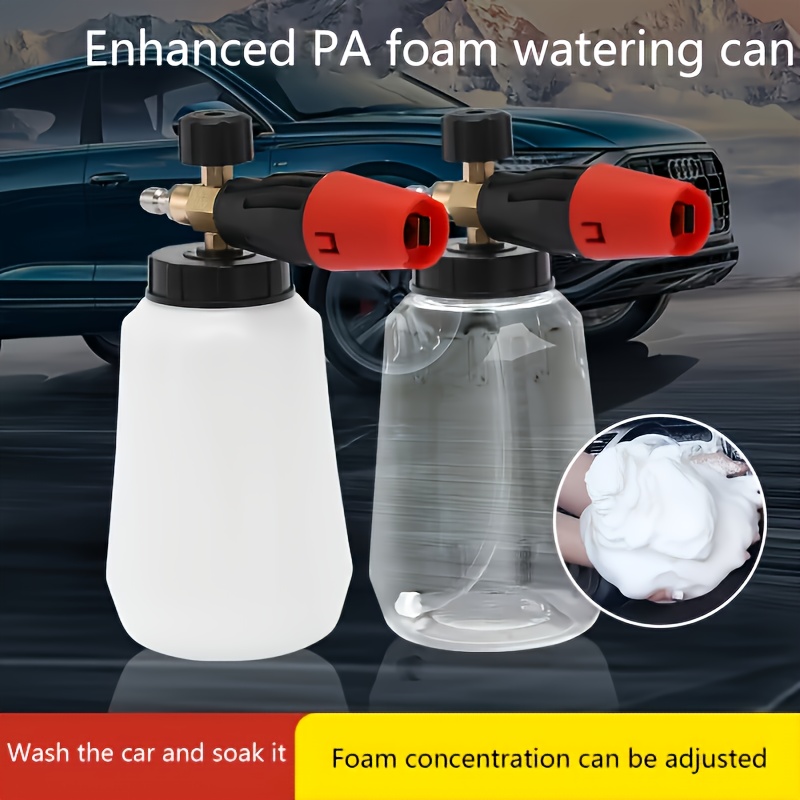 Foam Cannon Car Wash - 高圧洗車フォームキャノンガン、1/4インチクイックコネクト、1L/0.264ガロン容量、赤黒ハウジング＆透明ボトル（EF用）