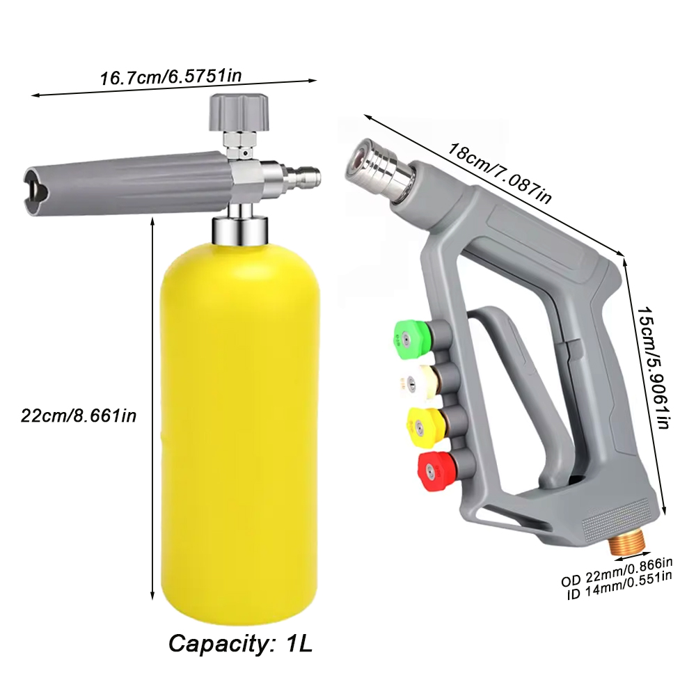 5000psi 高圧洗車水鉄砲デュアル目的スイッチステンレス - Foam Cannon Car Wash のレビューと価格