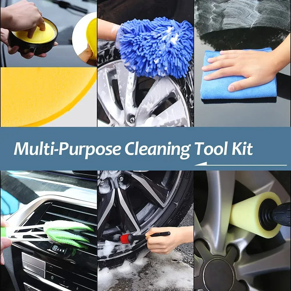 新しい車のディテールクリーニングキット洗車ブラシスポンジタオ - Detailing Brush Set のレビューと価格